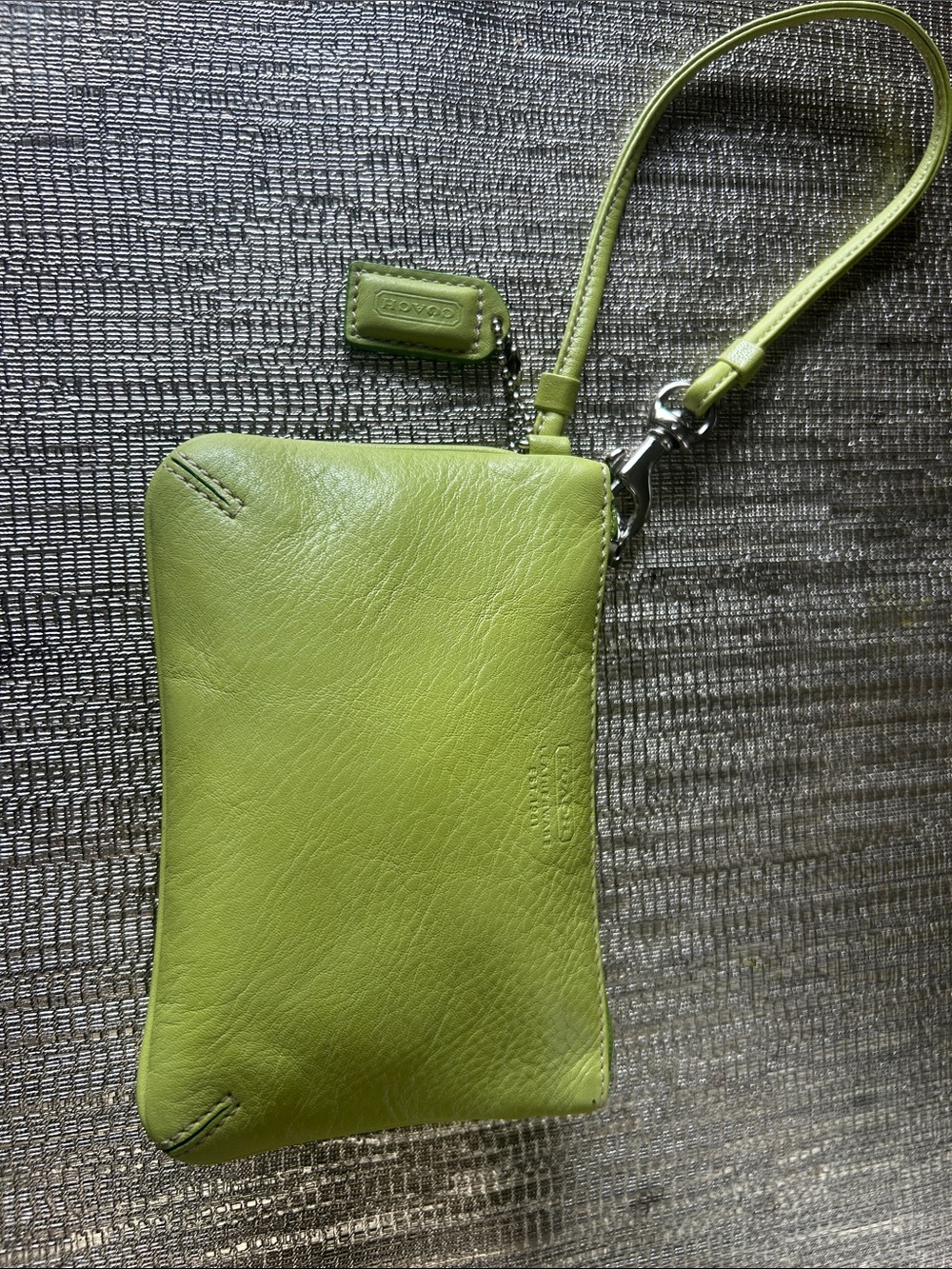 Coach Green Leather Wristlet Clutch